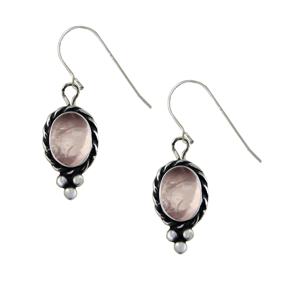 Sterling Silver Little Rose Quartz Gemstone Drop Dangle Earrings